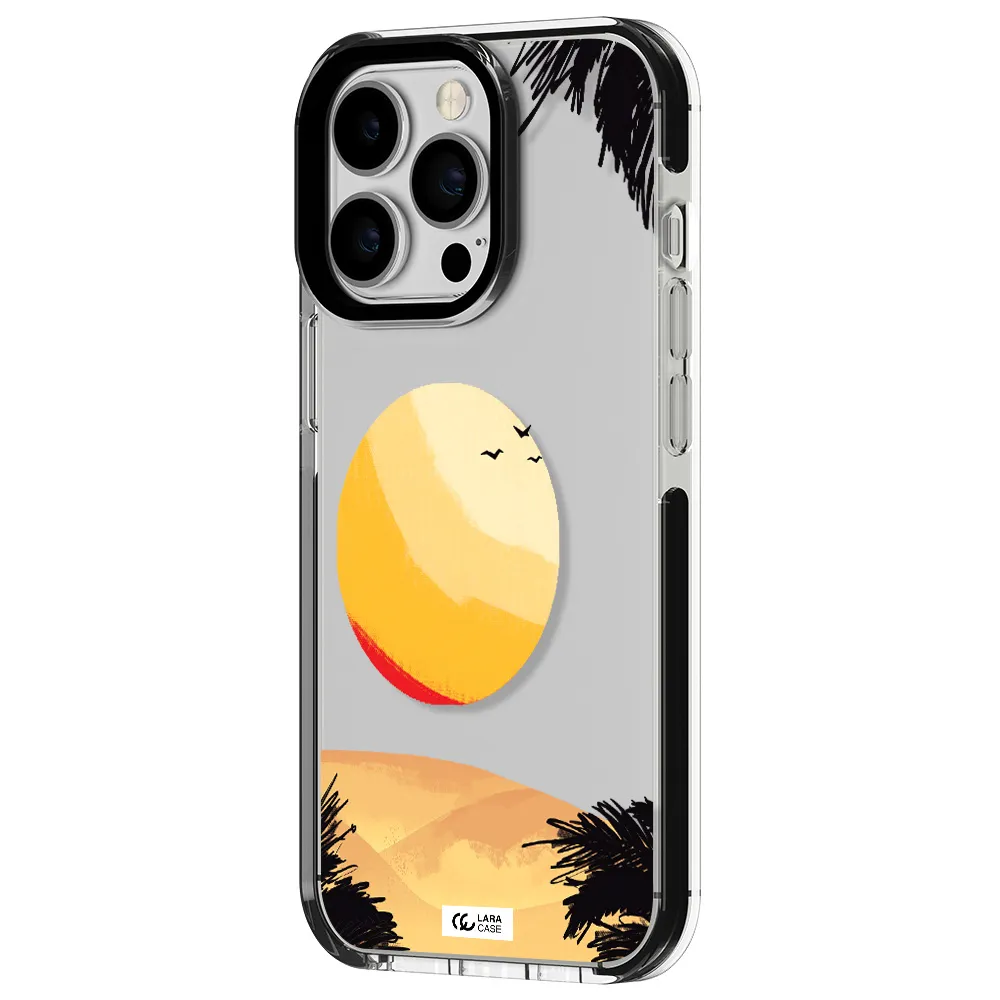 Sunset On The Beach Apple iPhone 13 Pro impact black border Case
