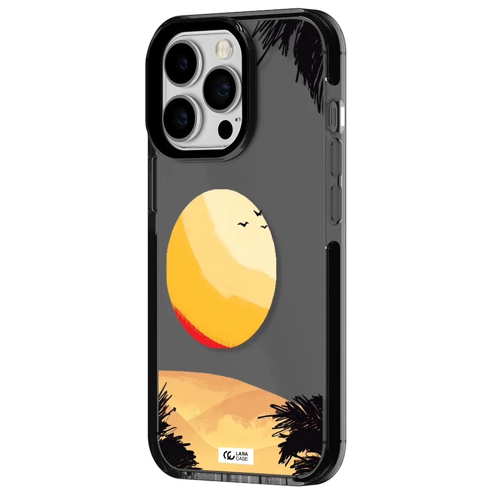 Sunset On The Beach Apple iPhone 13 Pro impact Smoke Black Case