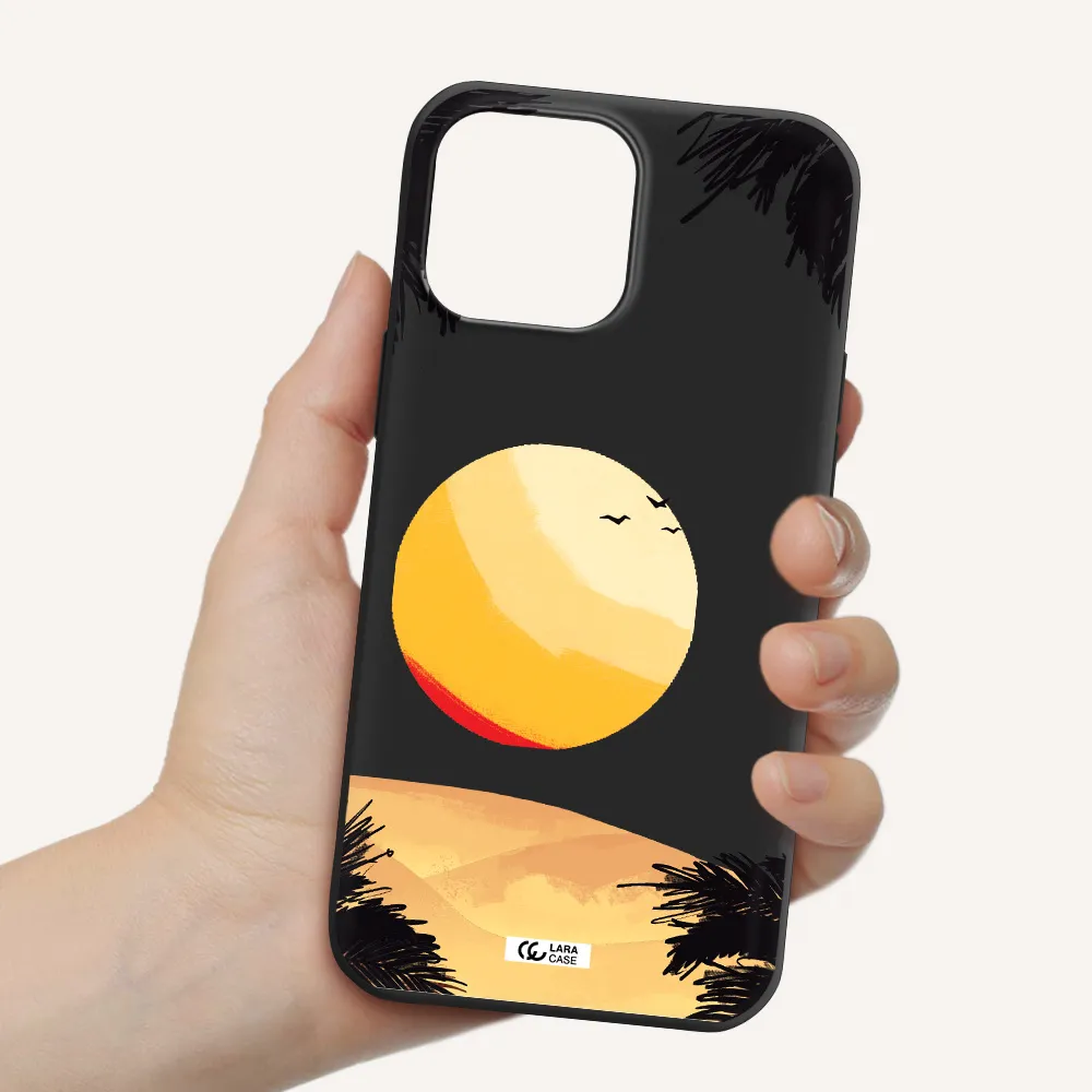 Sunset On The Beach Apple iPhone 13 Pro Max Silicone black Case