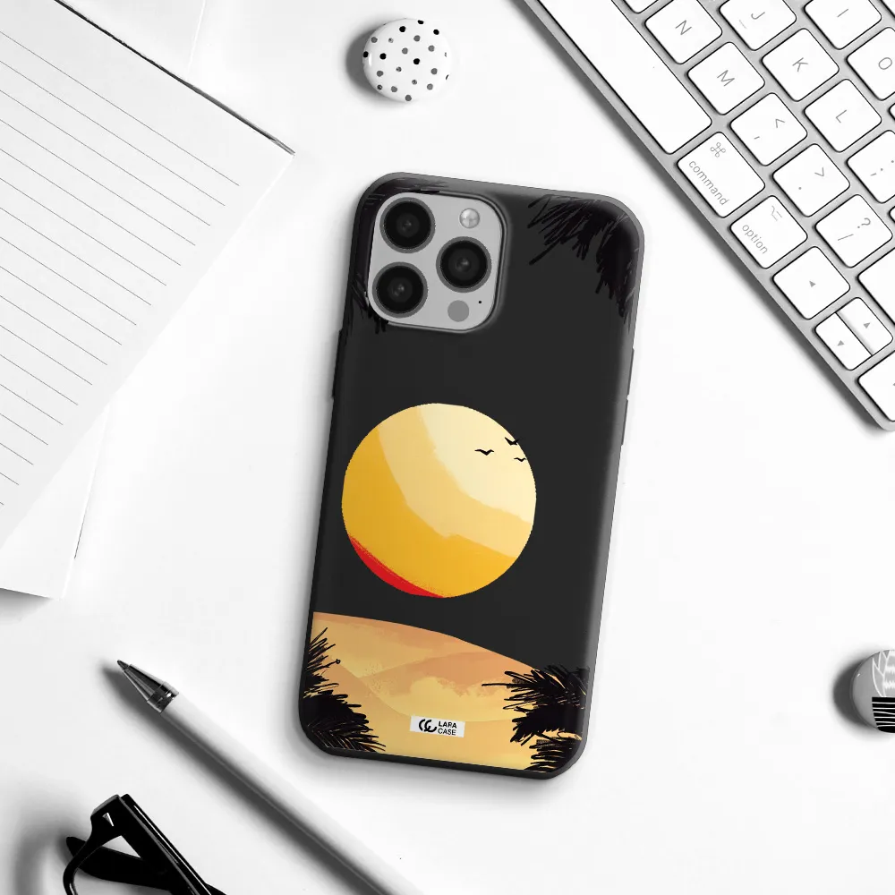 Sunset On The Beach Apple iPhone 13 Pro Max Silicone black Case