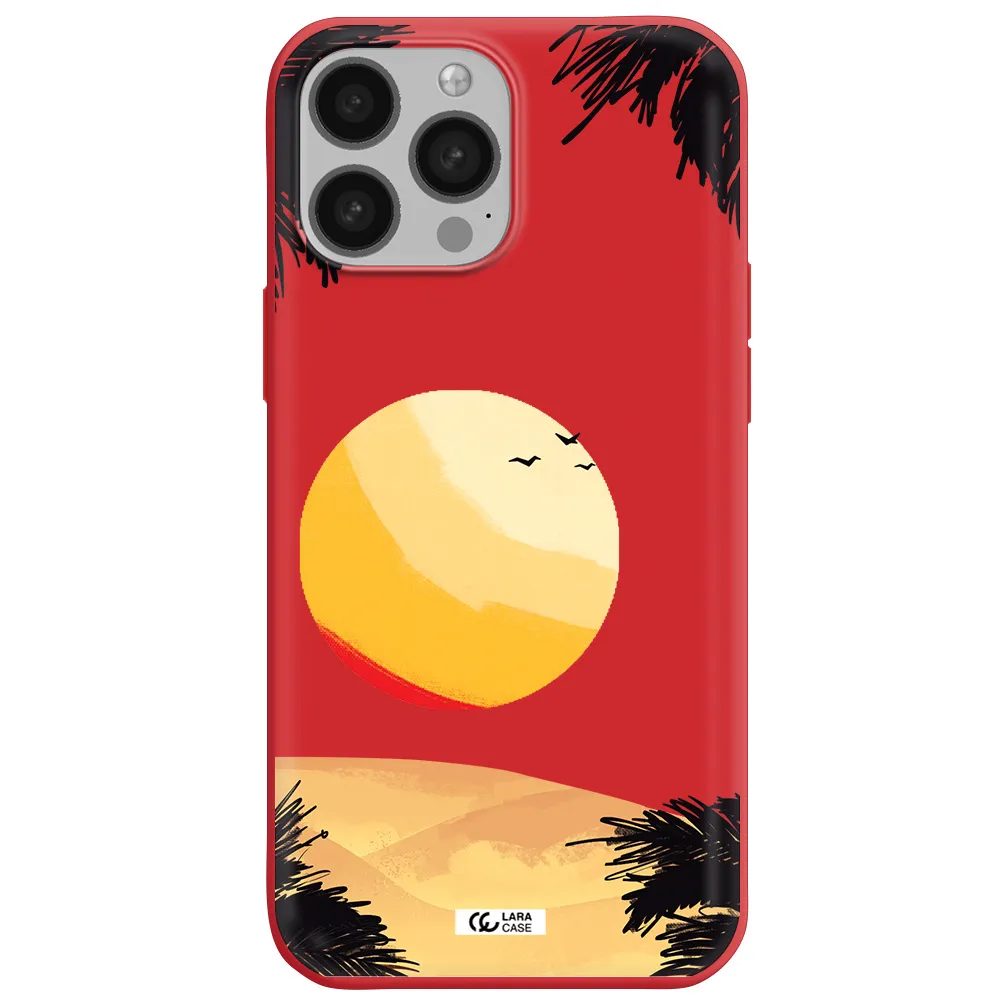 Sunset On The Beach Apple iPhone 13 Pro Max Silicone Imperial Red Case