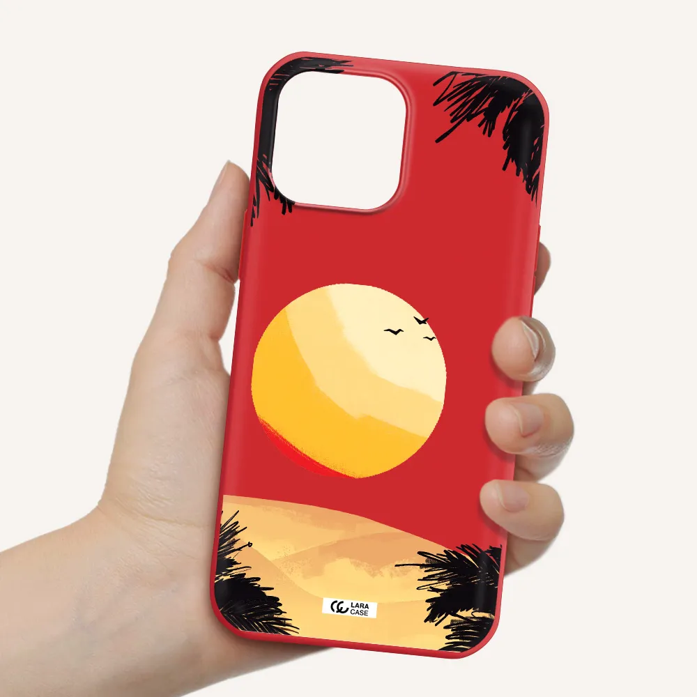 Sunset On The Beach Apple iPhone 13 Pro Silicone Imperial Red Case
