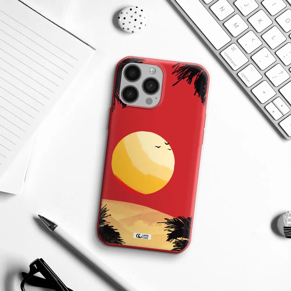 Sunset On The Beach Apple iPhone 13 Pro Silicone Imperial Red Case