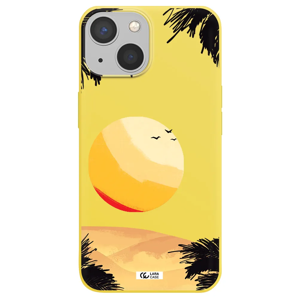 Sunset On The Beach Apple iPhone 13 Silicone canary yellow Case