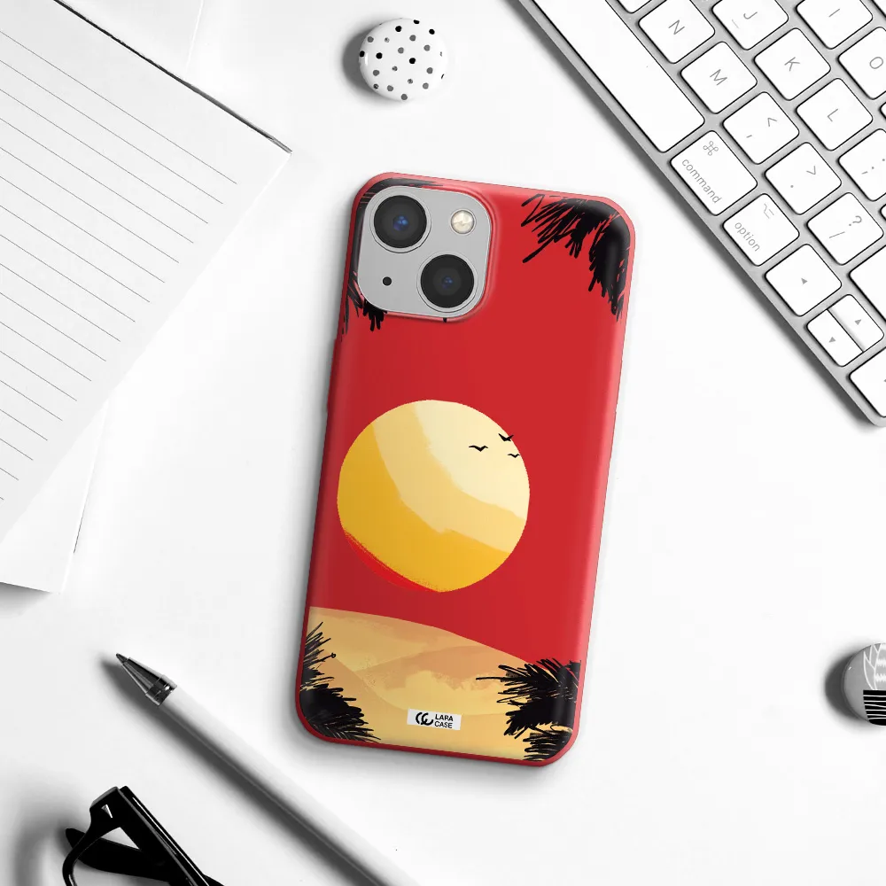 Sunset On The Beach Apple iPhone 13 Silicone Imperial Red Case