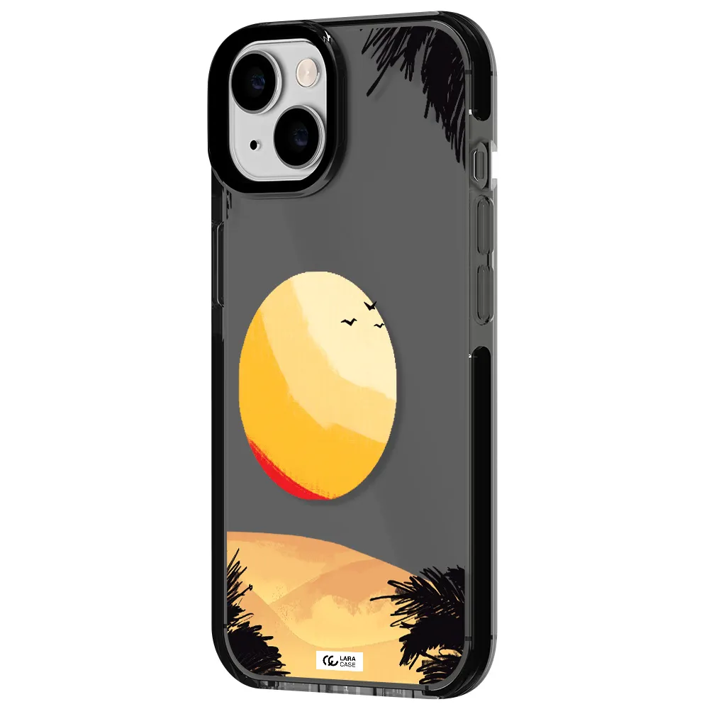 Sunset On The Beach Apple iPhone 14 impact Smoke Black Case