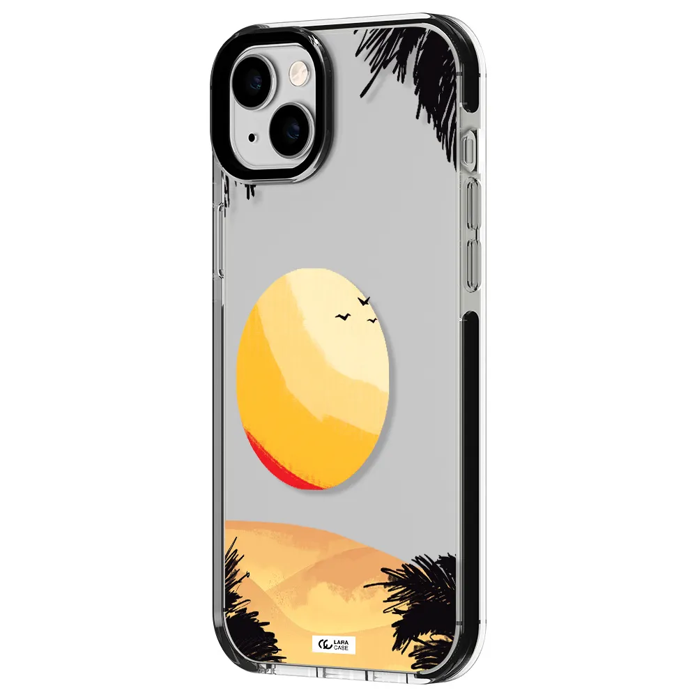 Sunset On The Beach Apple iPhone 14 plus impact black border Case