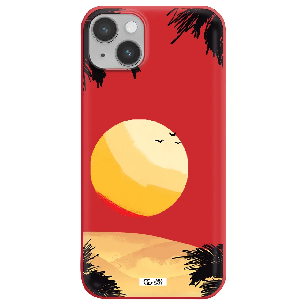 Sunset On The Beach Apple iPhone 14 plus Silicone Imperial Red Case