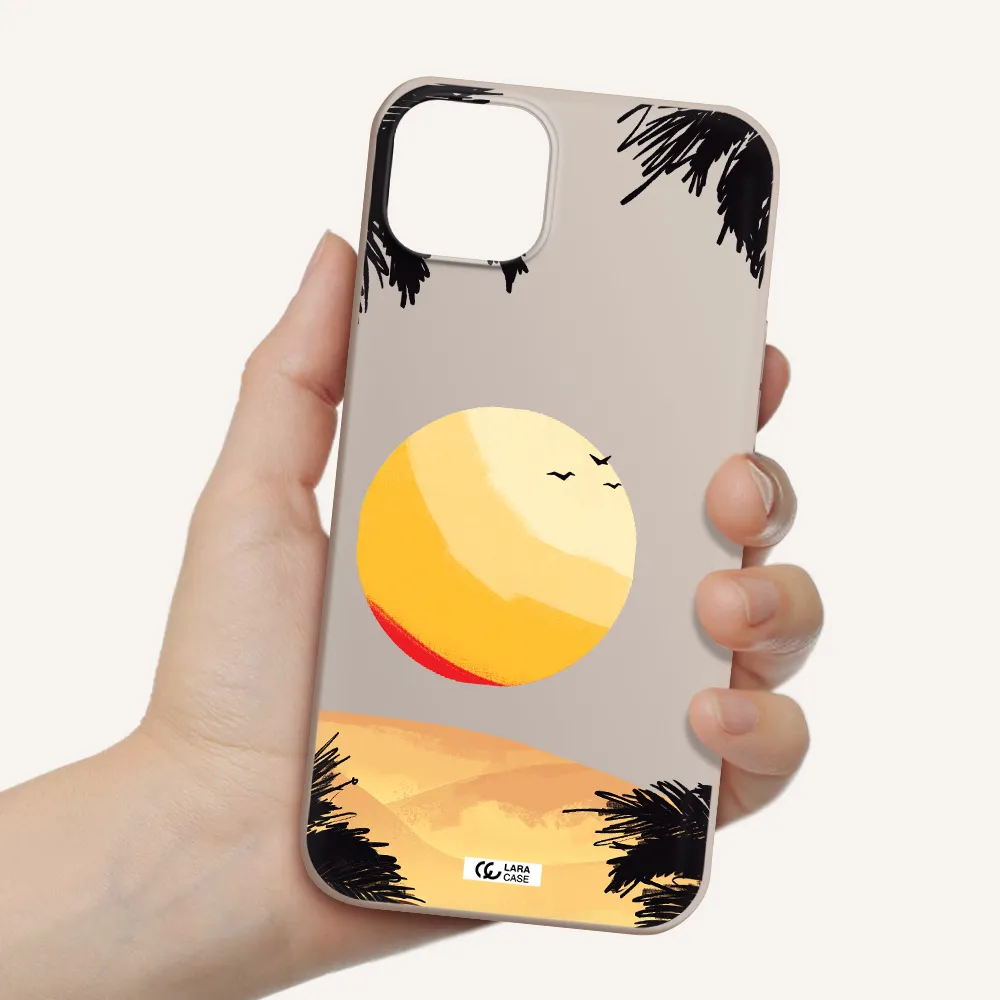 Sunset On The Beach Apple iPhone 14 plus Silicone Stone Case