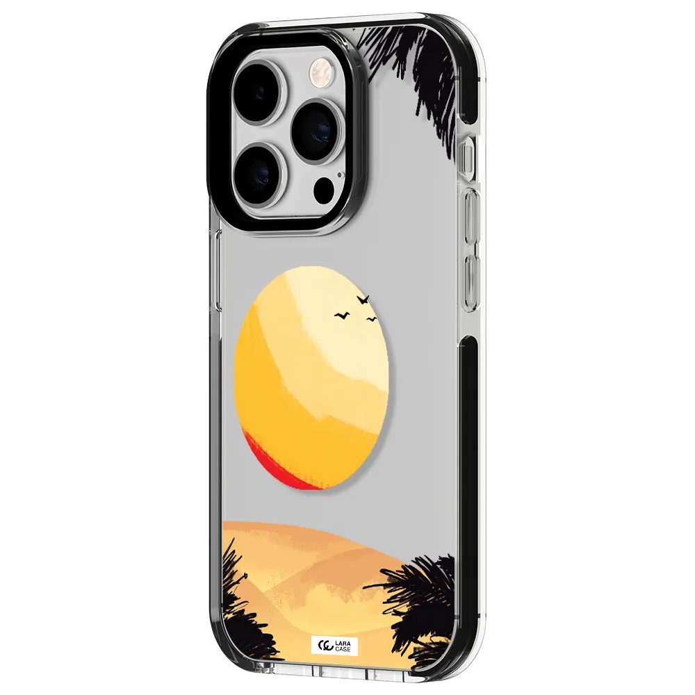 Sunset On The Beach Apple iPhone 14 pro impact black border Case