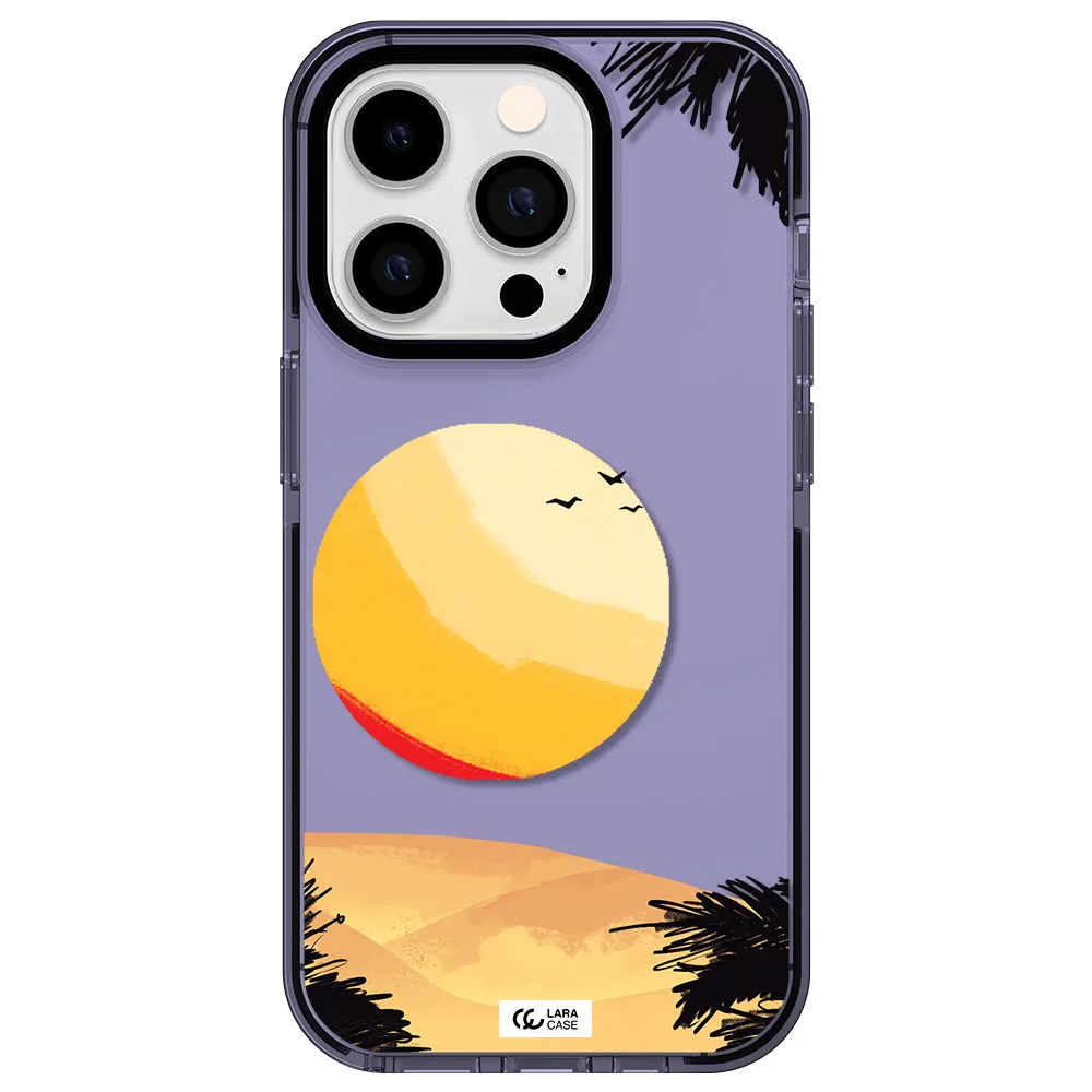 Sunset On The Beach Apple iPhone 14 pro impact Lilac Case