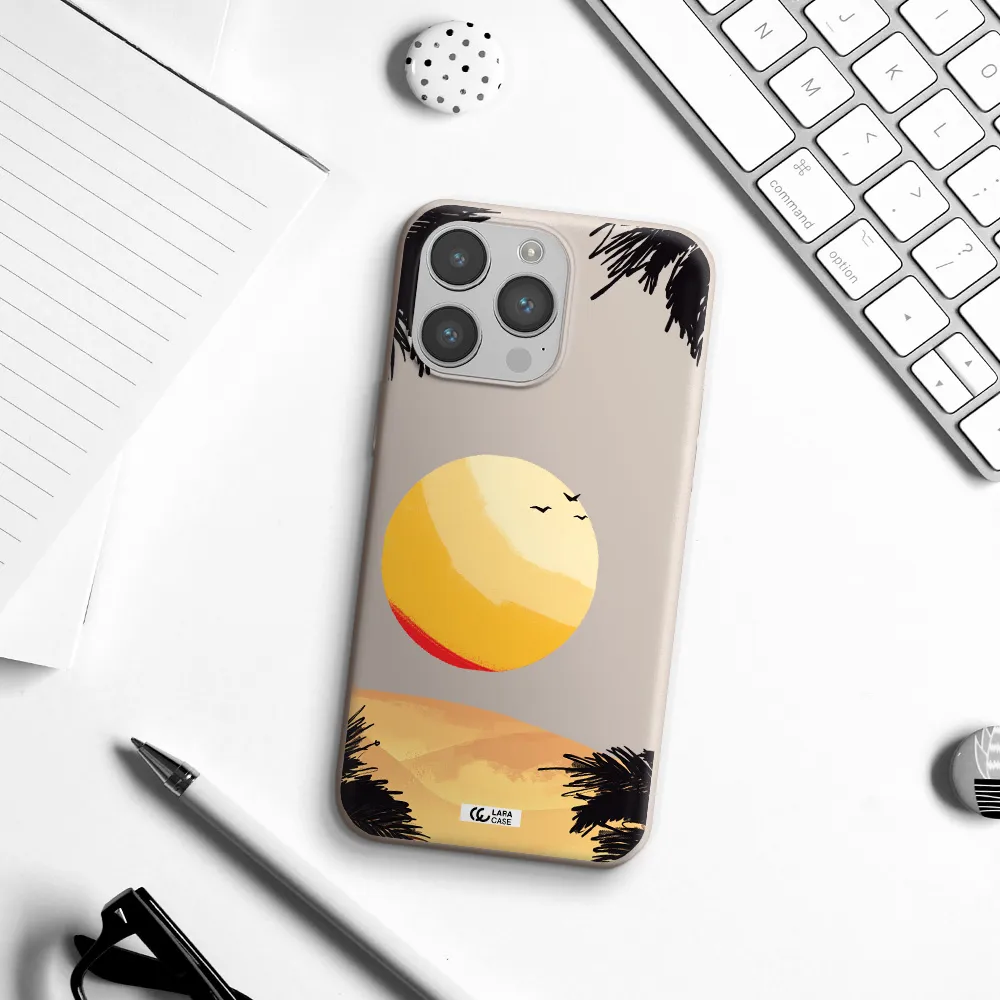 Sunset On The Beach Apple iPhone 14 pro Silicone Stone Case