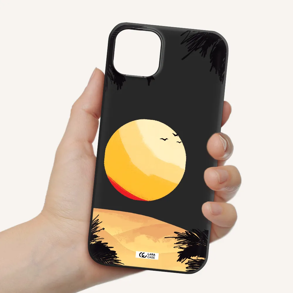 Sunset On The Beach Apple iPhone 14 Silicone black Case