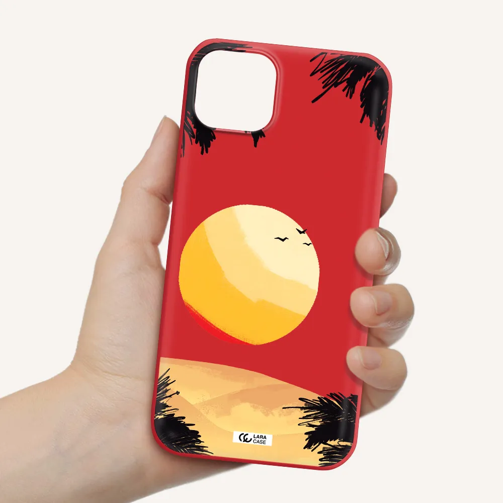 Sunset On The Beach Apple iPhone 14 Silicone Imperial Red Case