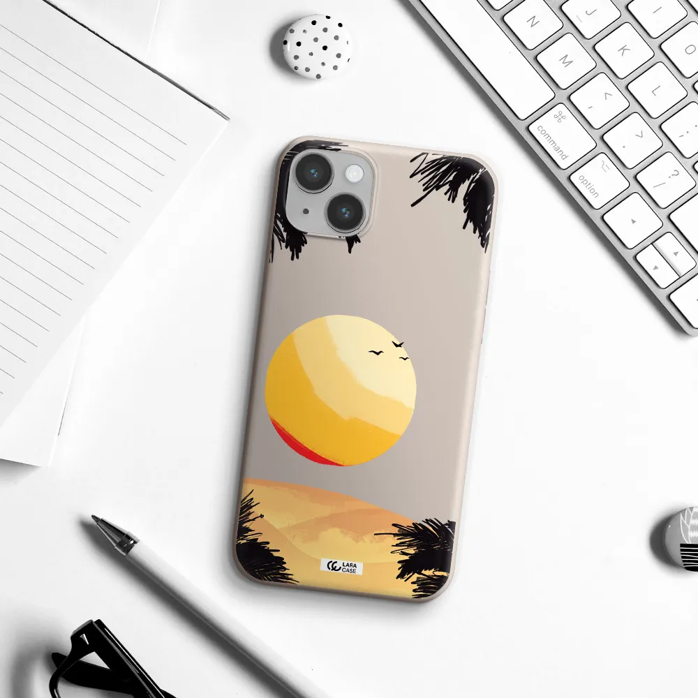 Sunset On The Beach Apple iPhone 14 Silicone Stone Case