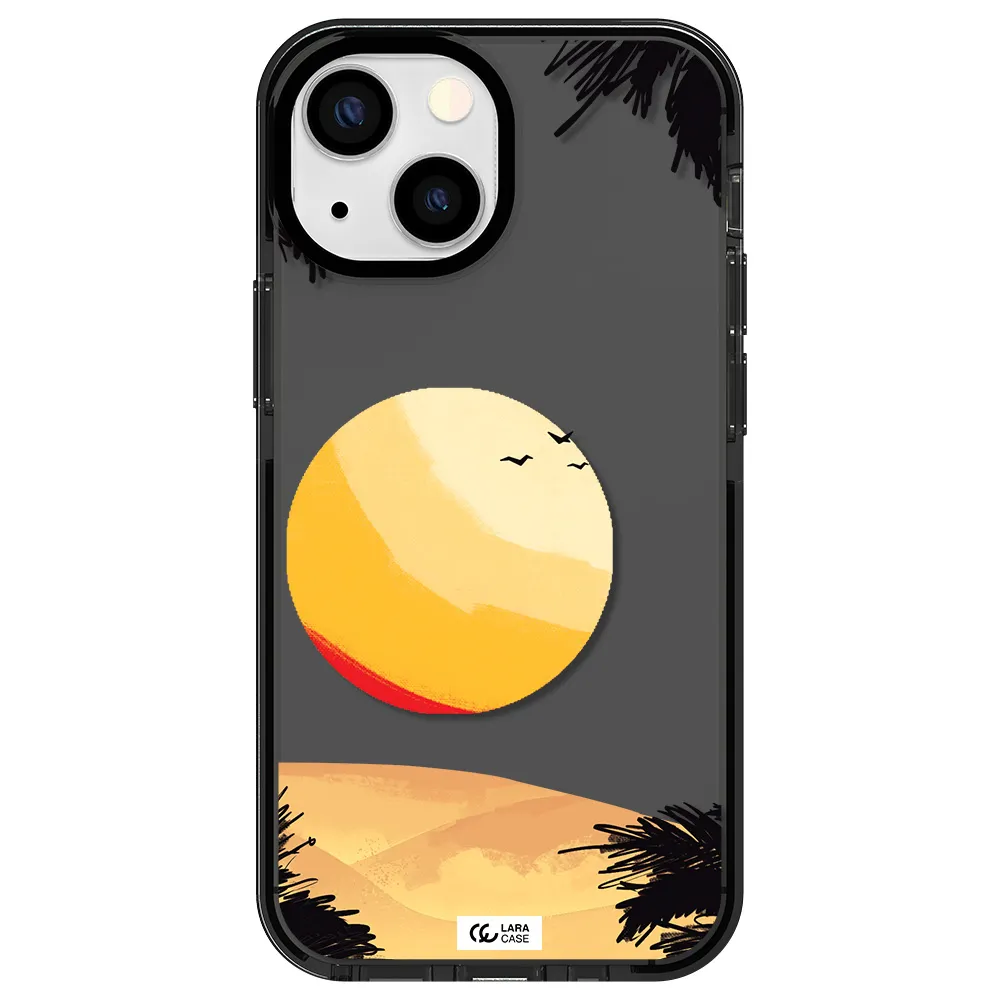 Sunset On The Beach Apple iPhone 15 impact Smoke Black Case