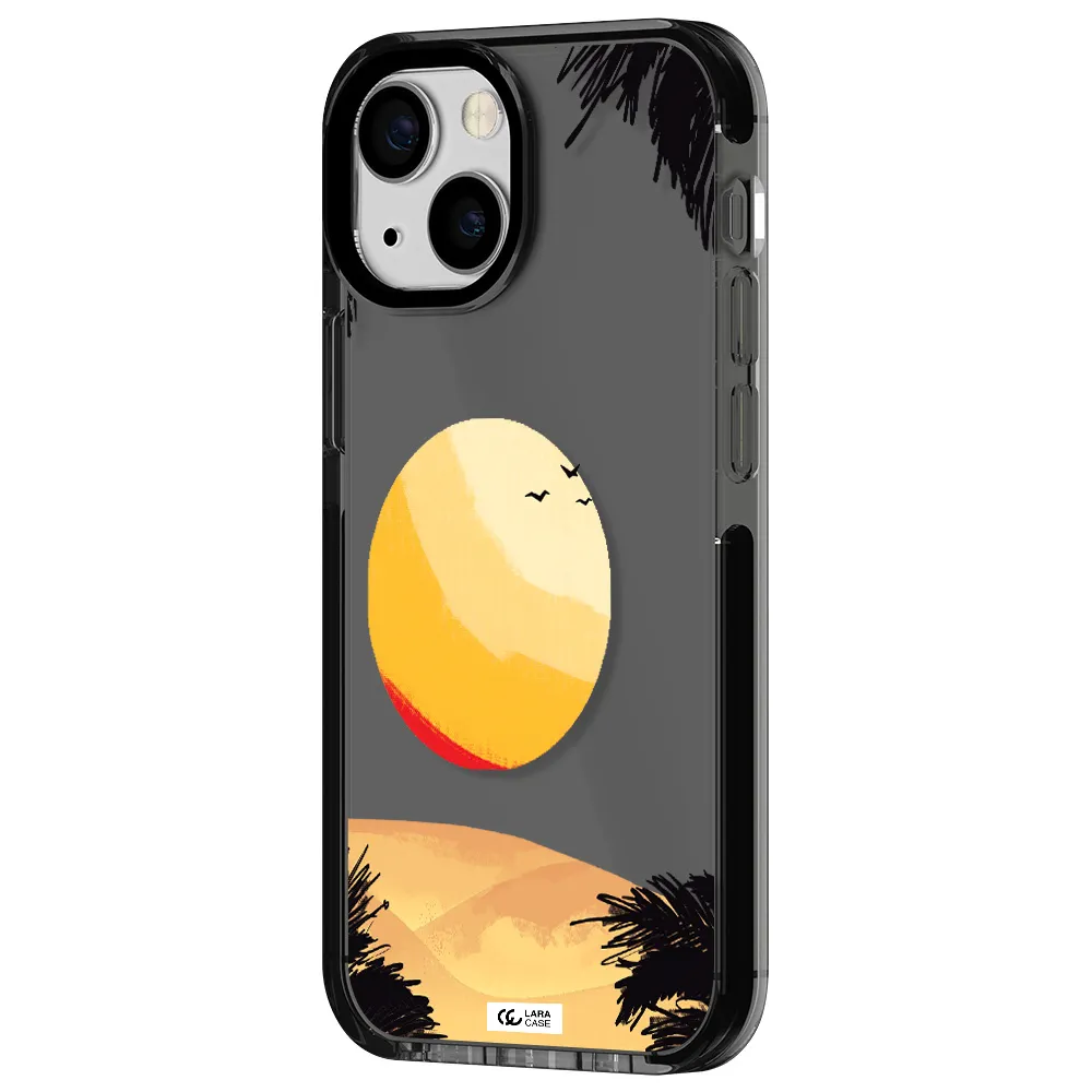 Sunset On The Beach Apple iPhone 15 impact Smoke Black Case
