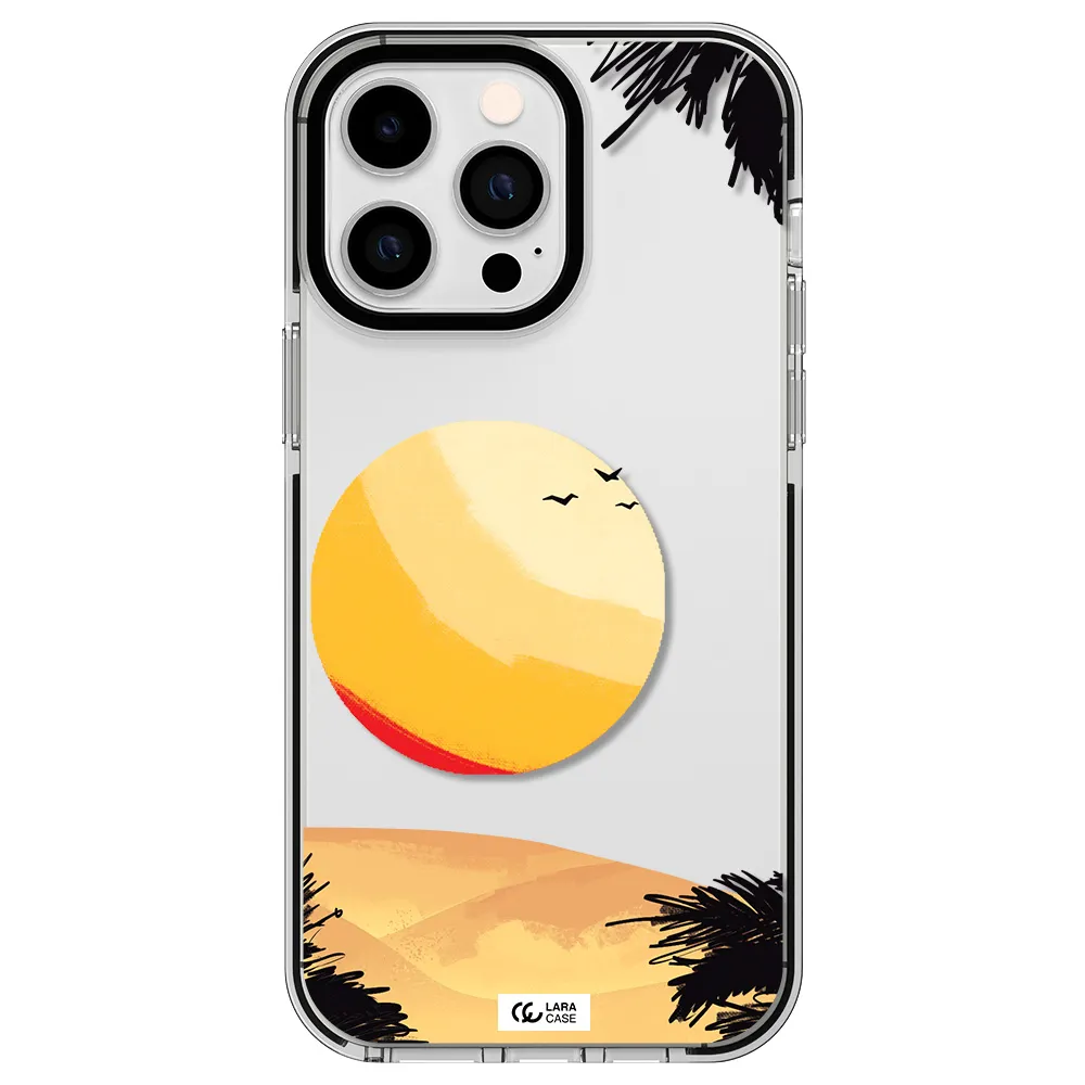 Sunset On The Beach Apple iPhone 15 Pro impact black border Case