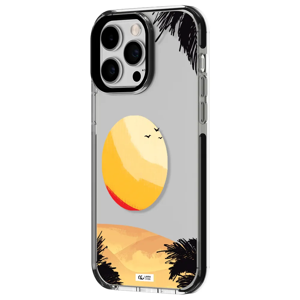 Sunset On The Beach Apple iPhone 15 Pro impact black border Case