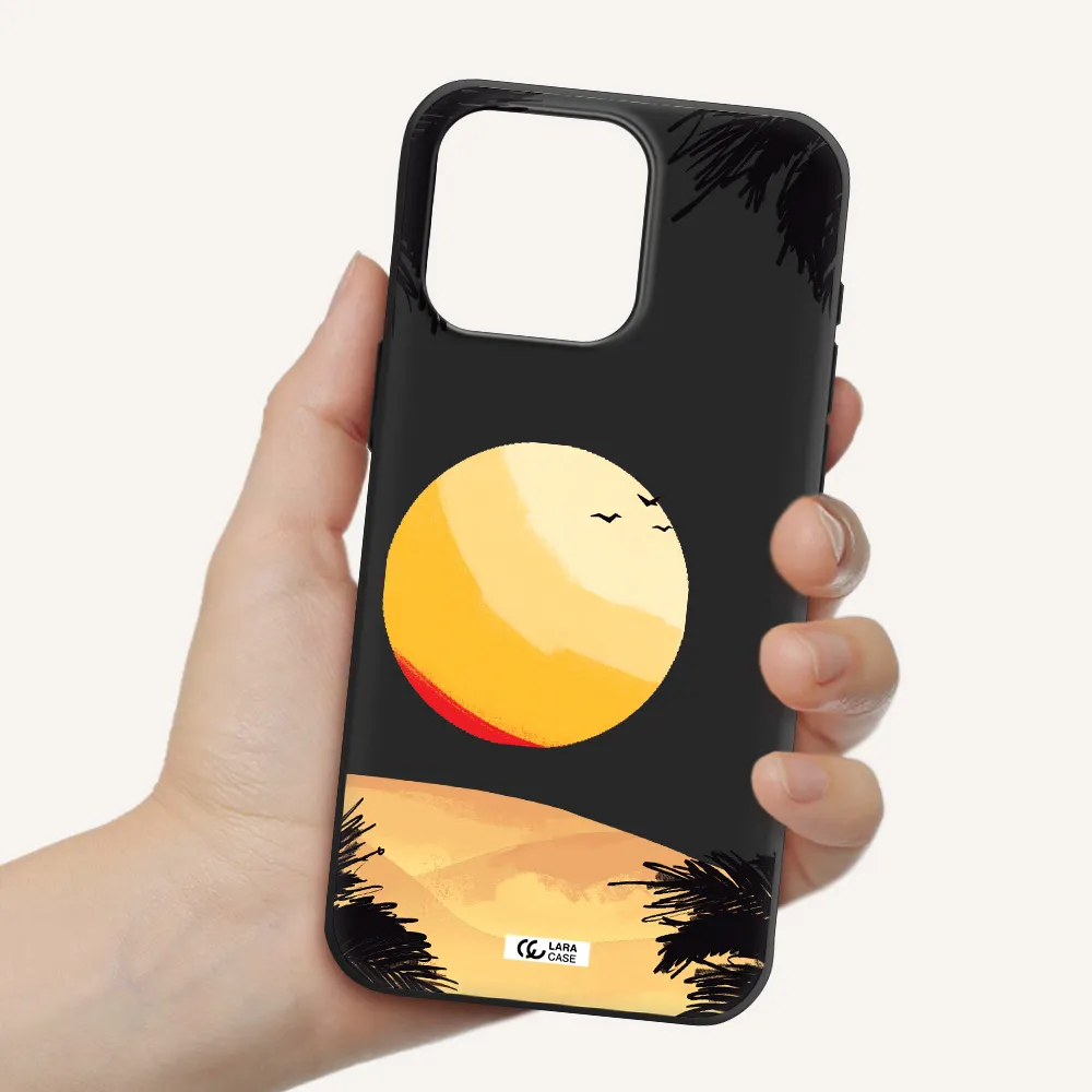 Sunset On The Beach Apple Iphone 15 Pro max Silicone black Case