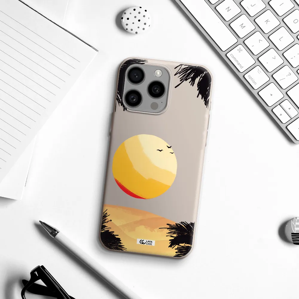 Sunset On The Beach Apple Iphone 15 Pro max Silicone Stone Case