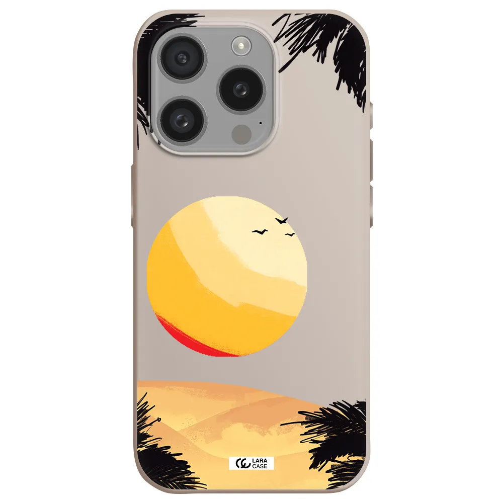 Sunset On The Beach Apple Iphone 15 Pro Silicone Stone Case