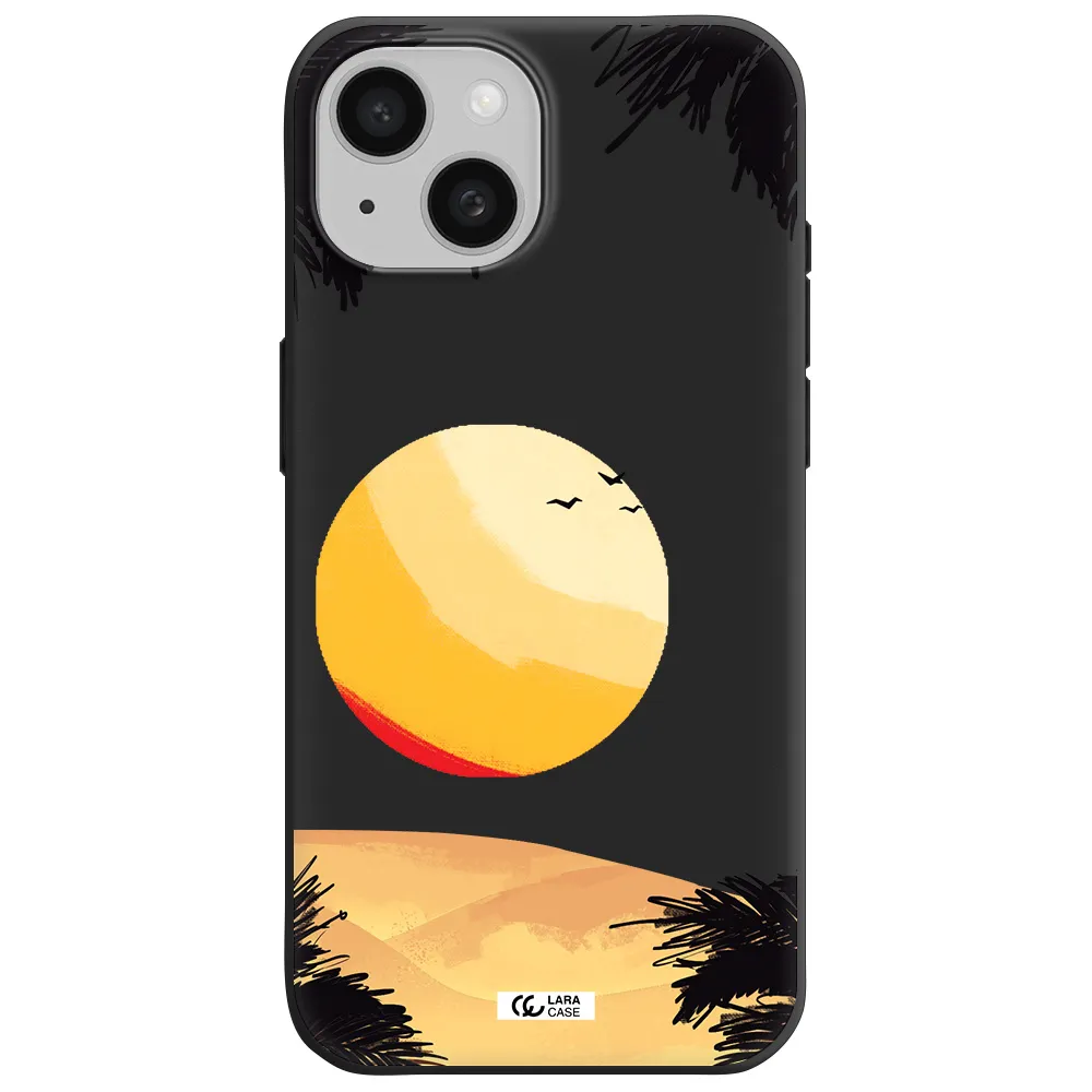 Sunset On The Beach Apple iPhone 15 Silicone black Case