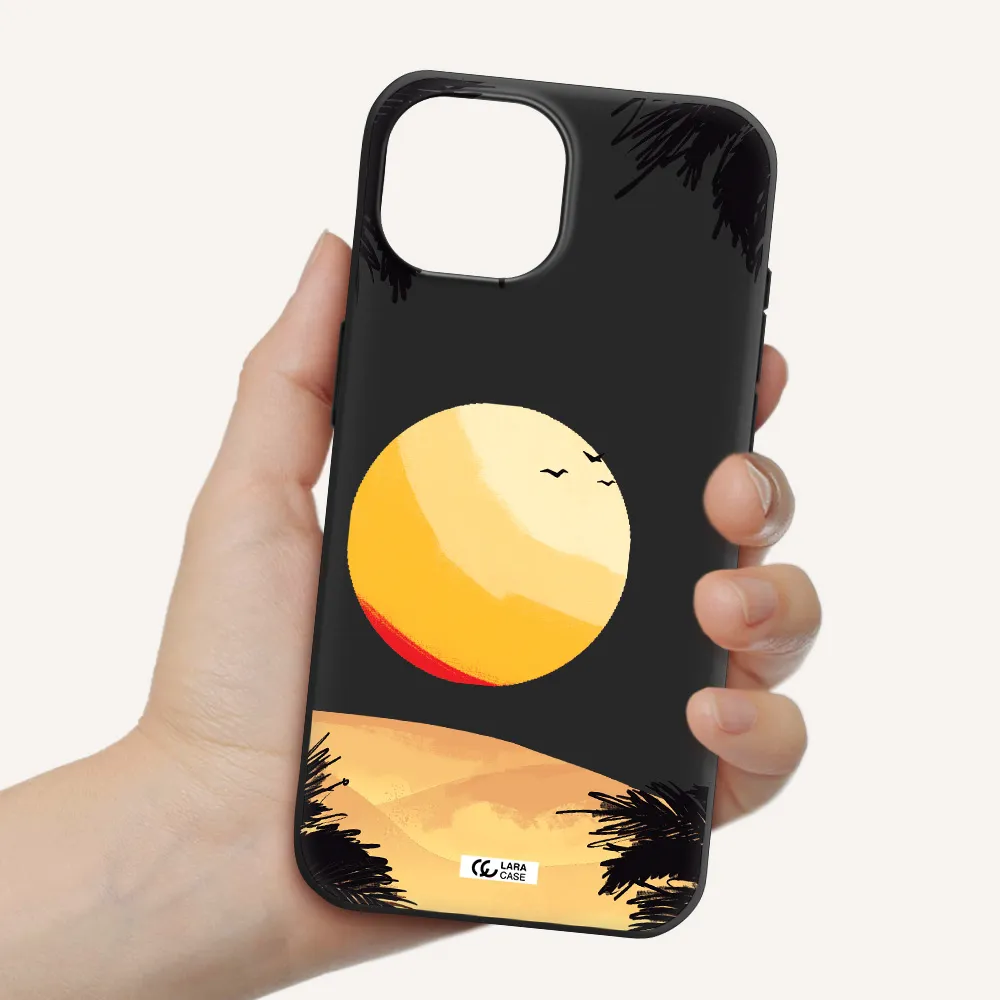 Sunset On The Beach Apple iPhone 15 Silicone black Case