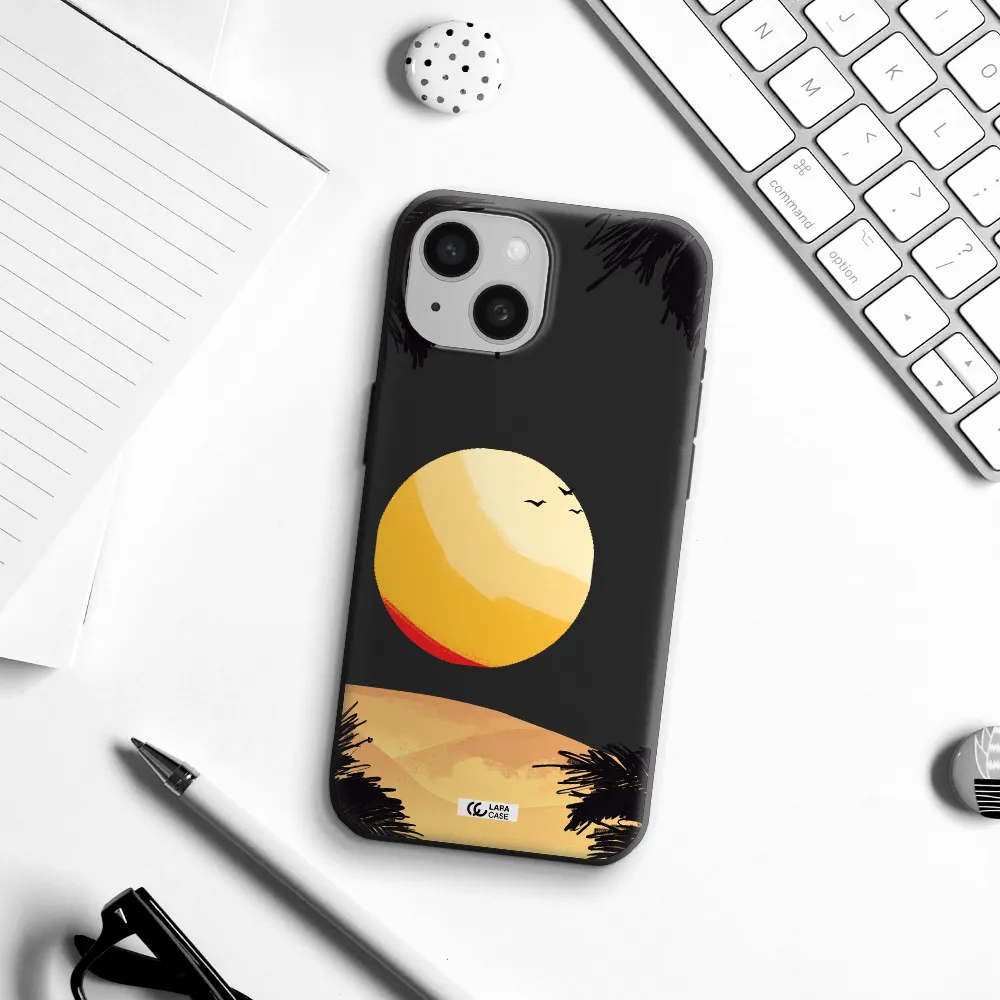 Sunset On The Beach Apple iPhone 15 Silicone black Case