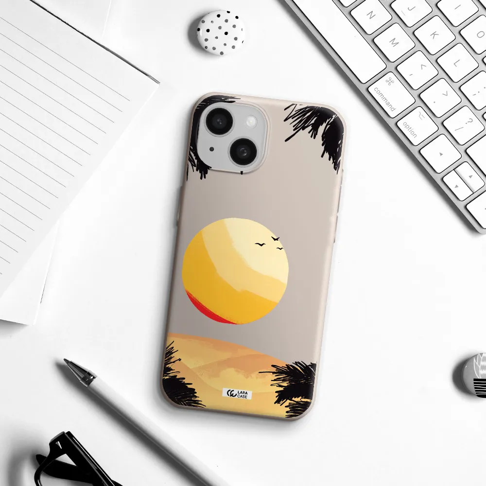 Sunset On The Beach Apple iPhone 15 Silicone Stone Case