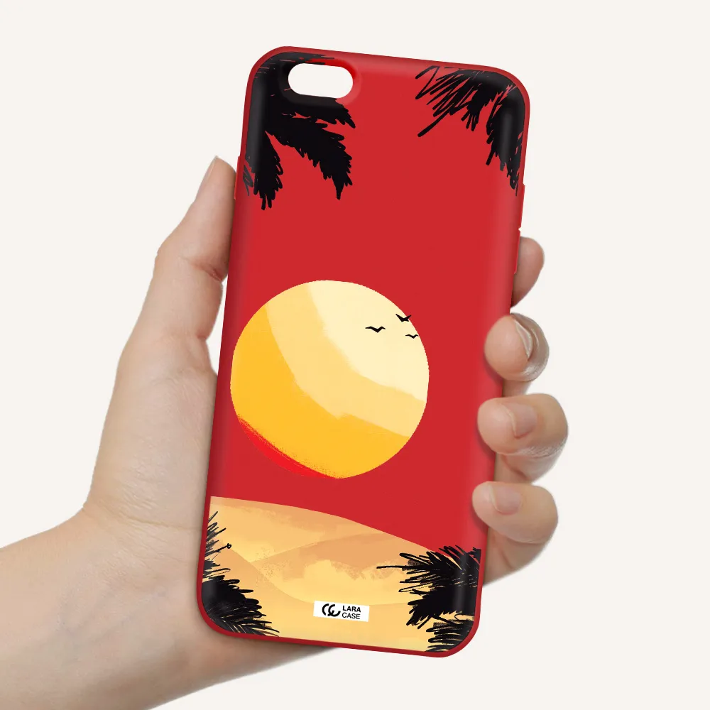 Sunset On The Beach Apple iPhone 6 plus Silicone Imperial Red Case