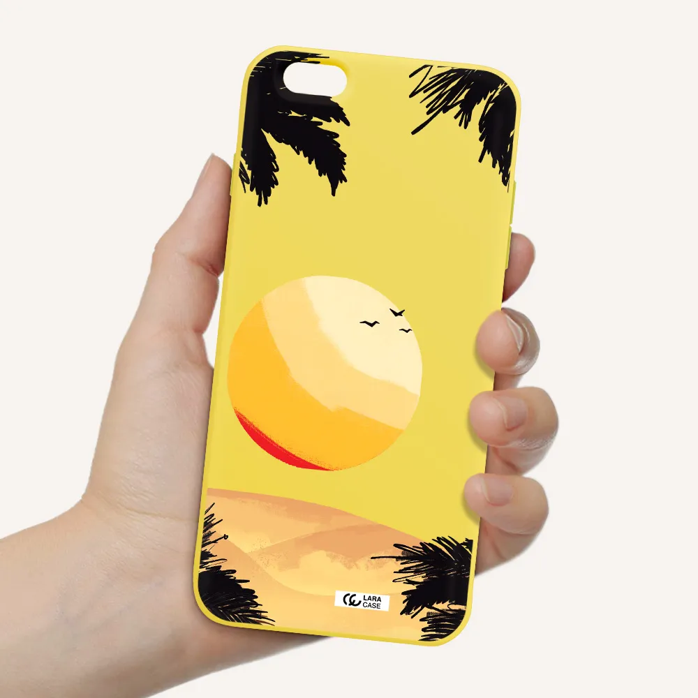 Sunset On The Beach Apple iPhone 6 s plus Silicone canary yellow Case