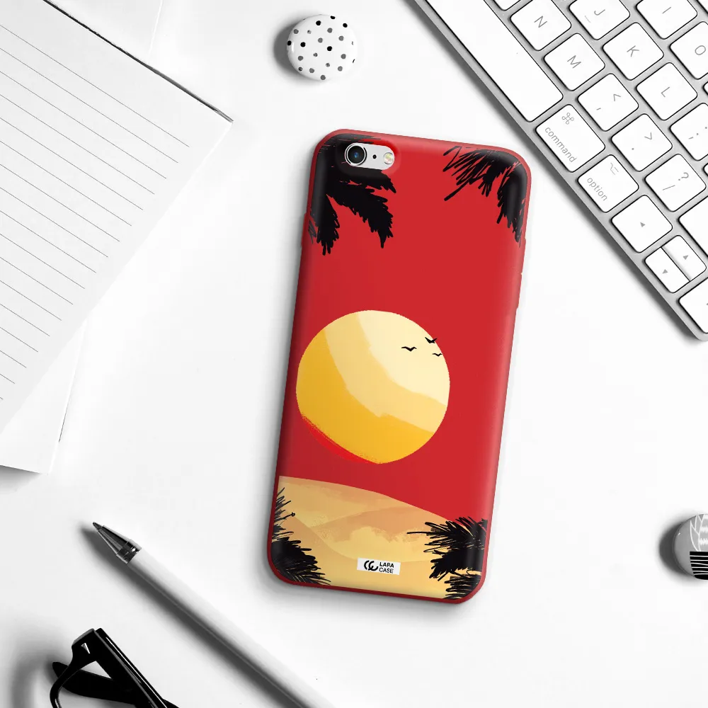 Sunset On The Beach Apple iPhone 6 s plus Silicone Imperial Red Case