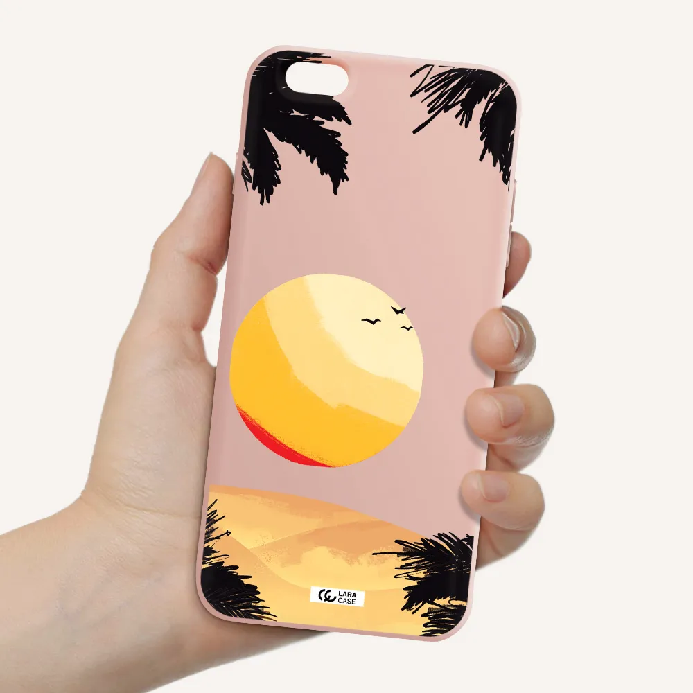 Sunset On The Beach Apple iPhone 6 s plus Silicone pastel pink Case