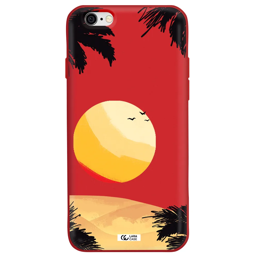 Sunset On The Beach Apple iPhone 6 Silicone Imperial Red Case