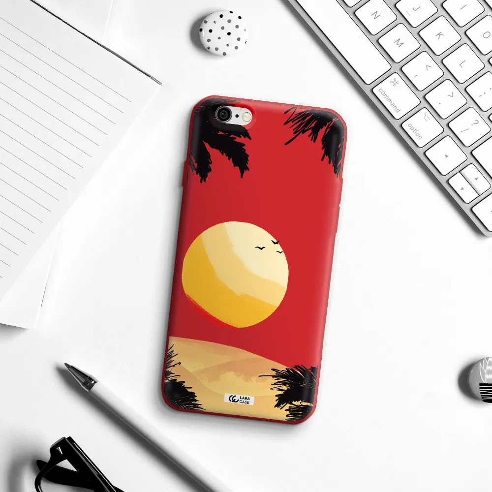 Sunset On The Beach Apple iPhone 6 Silicone Imperial Red Case