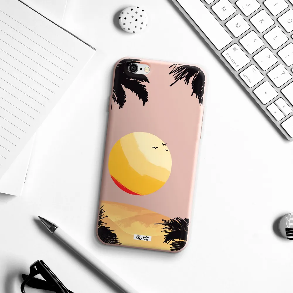 Sunset On The Beach Apple iPhone 6 Silicone pastel pink Case