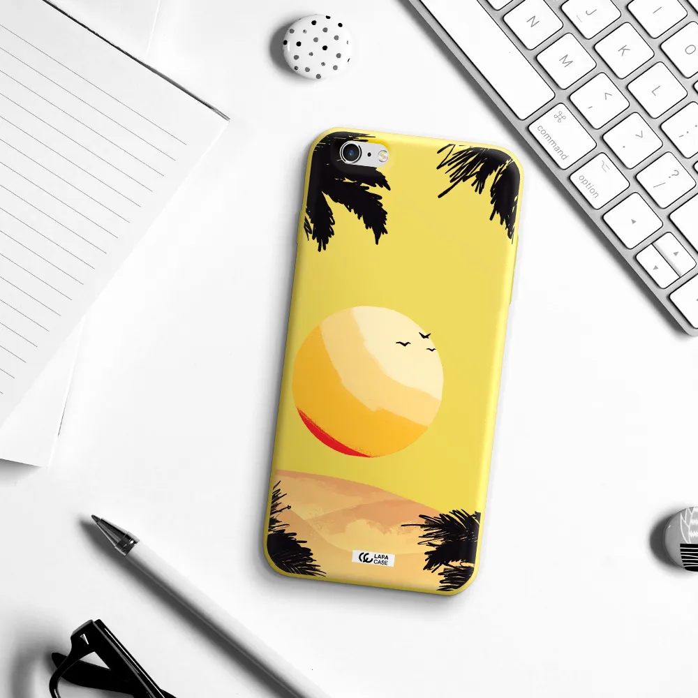 Sunset On The Beach Apple iPhone 6S Silicone canary yellow Case