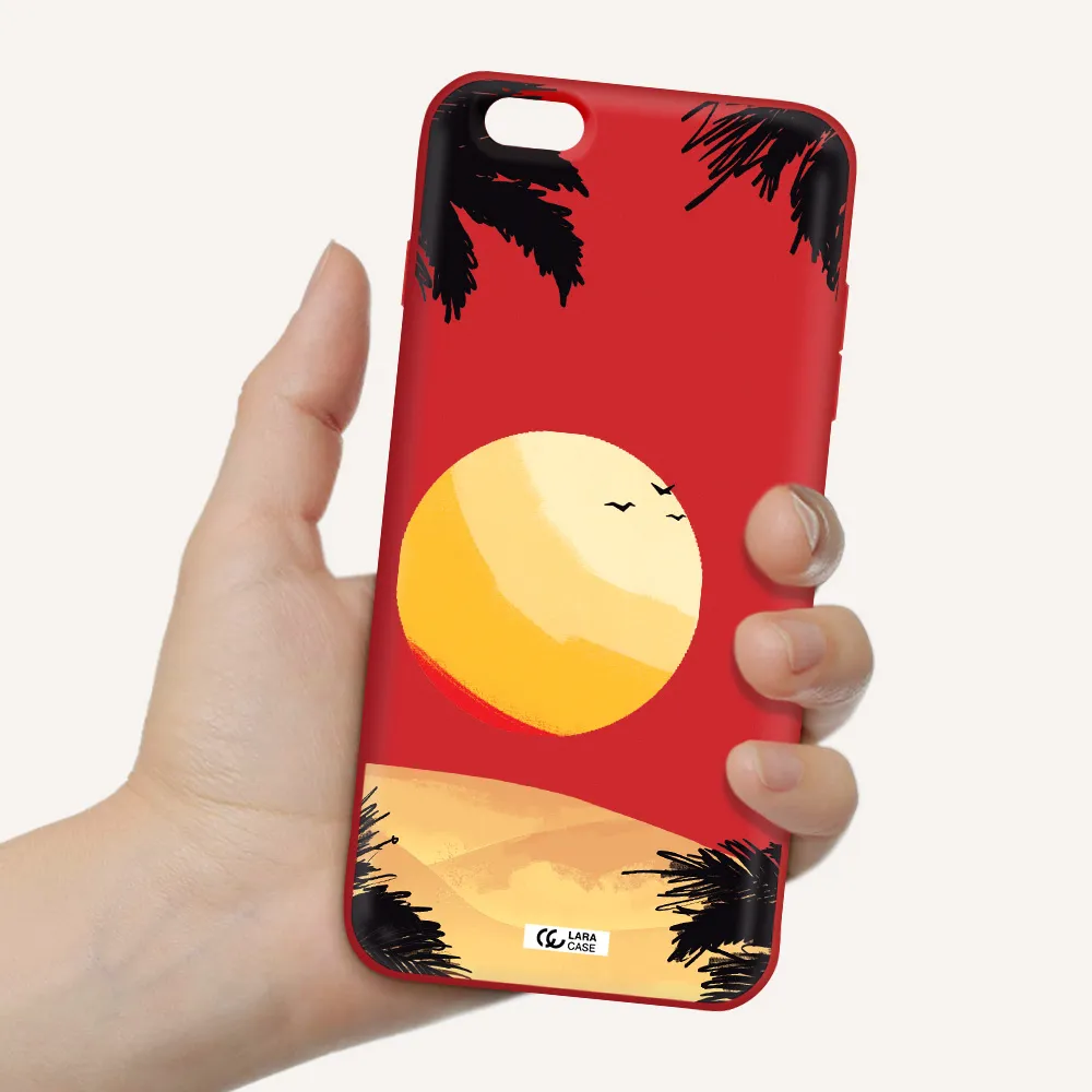 Sunset On The Beach Apple iPhone 6S Silicone Imperial Red Case