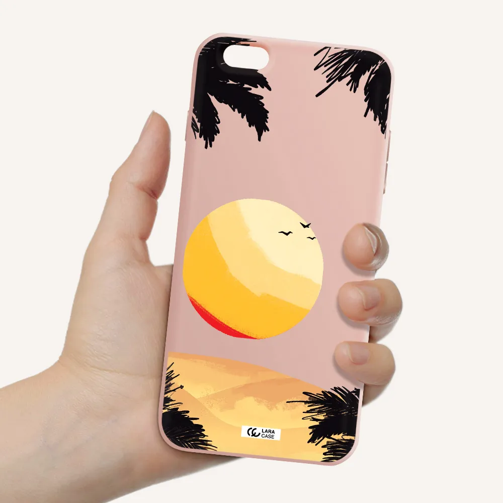 Sunset On The Beach Apple iPhone 6S Silicone pastel pink Case