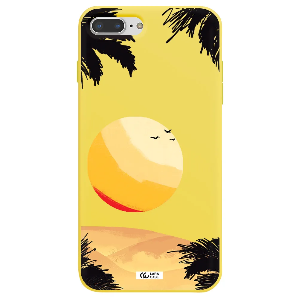 Sunset On The Beach Apple iPhone 7 plus Silicone canary yellow Case