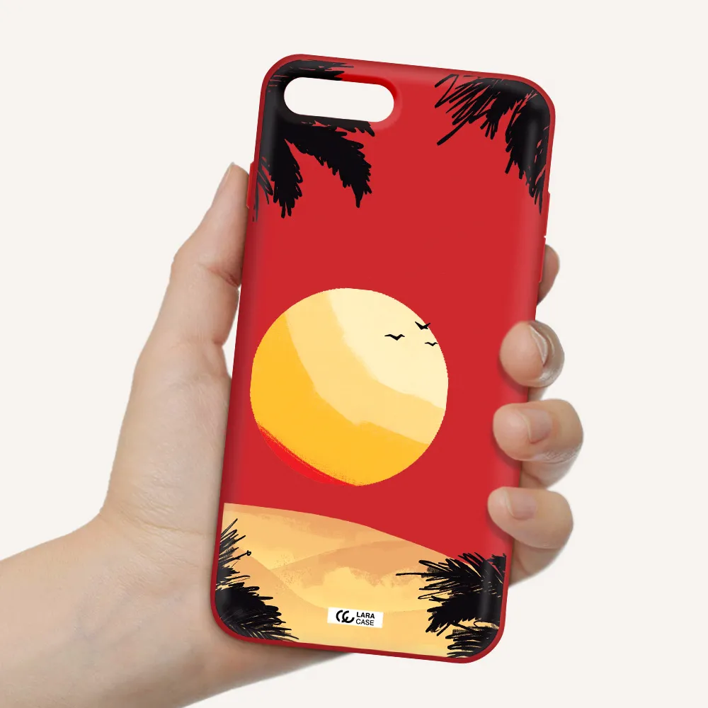 Sunset On The Beach Apple iPhone 7 plus Silicone Imperial Red Case