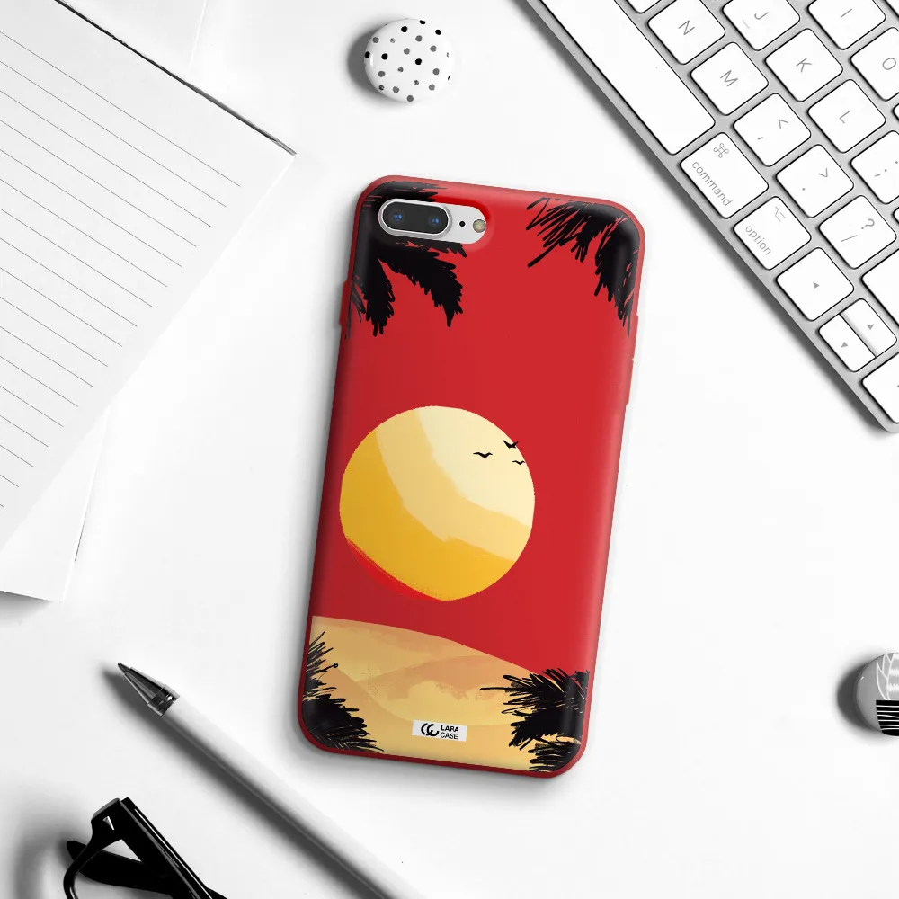 Sunset On The Beach Apple iPhone 7 plus Silicone Imperial Red Case