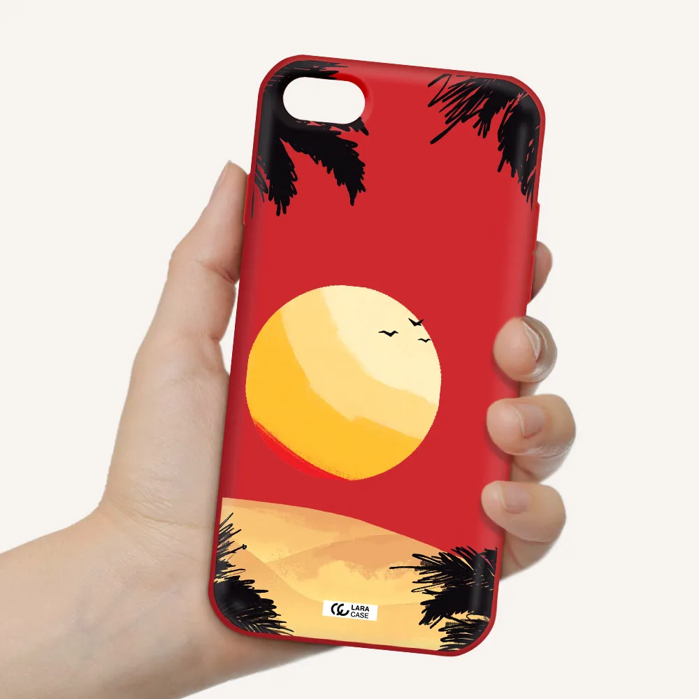 Sunset On The Beach Apple iPhone 7 Silicone Imperial Red Case