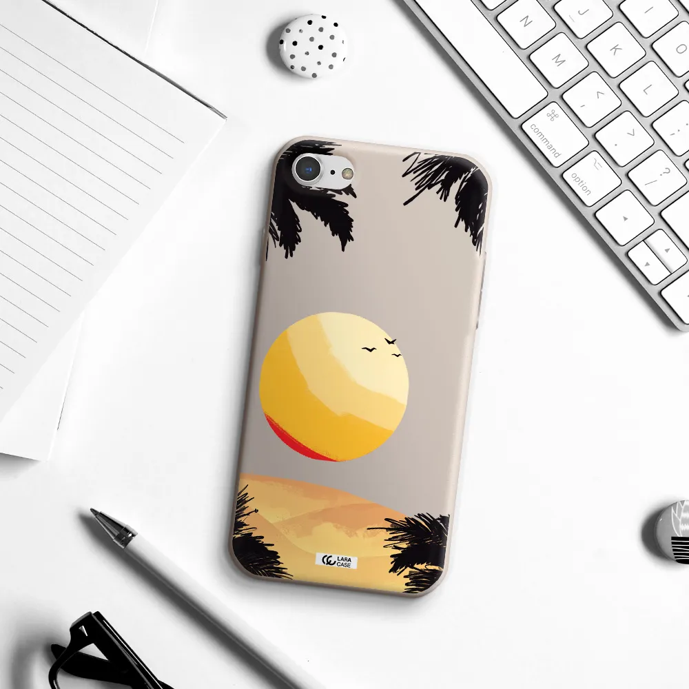 Sunset On The Beach Apple iPhone 7 Silicone Stone Case