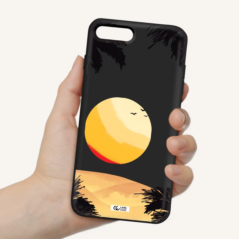 Sunset On The Beach Apple iPhone 8 plus Silicone black Case