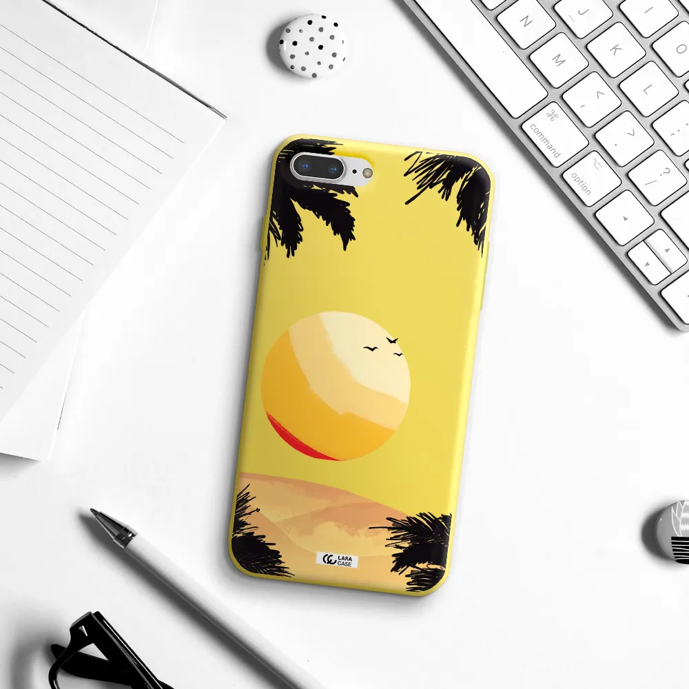 Sunset On The Beach Apple iPhone 8 plus Silicone canary yellow Case