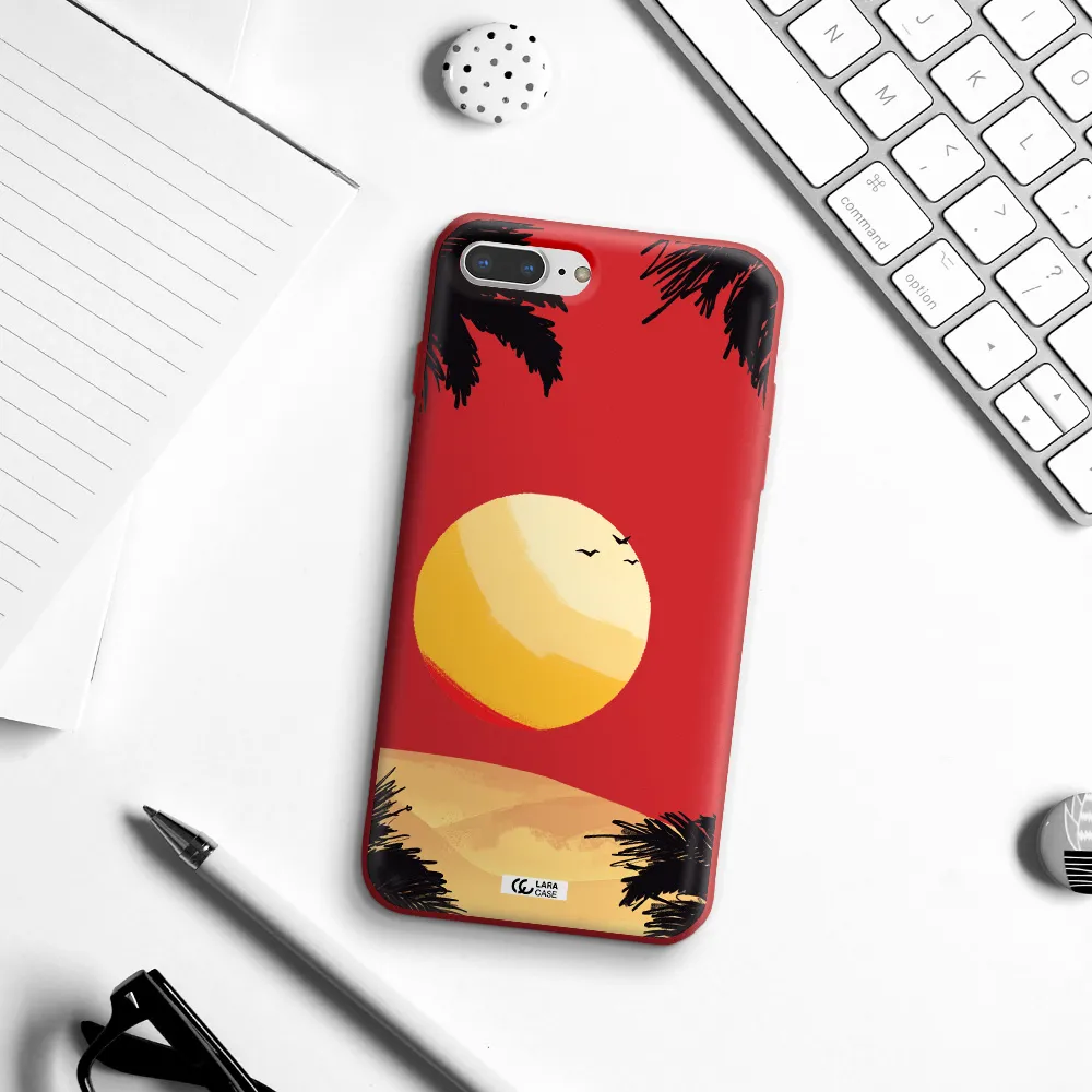 Sunset On The Beach Apple iPhone 8 plus Silicone Imperial Red Case