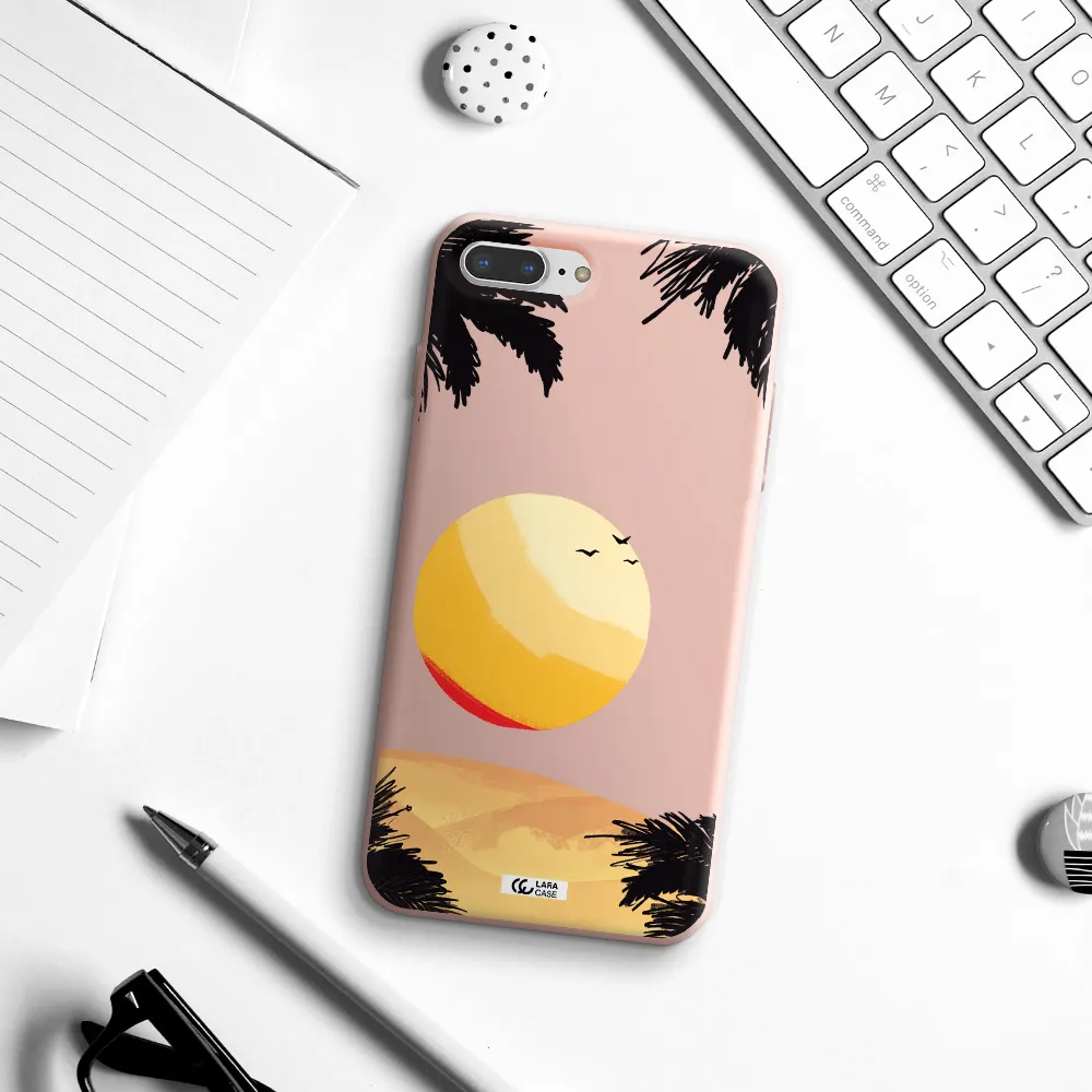 Sunset On The Beach Apple iPhone 8 plus Silicone pastel pink Case