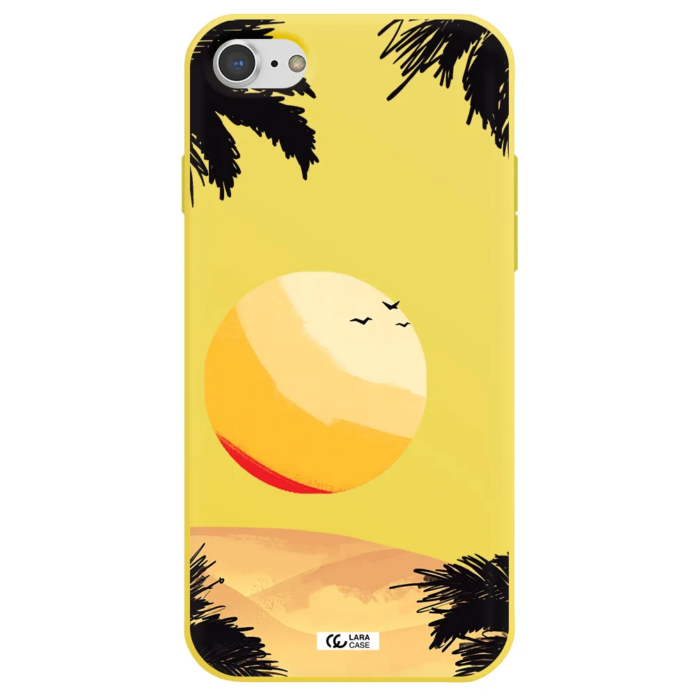 Sunset On The Beach Apple iPhone 8 Silicone canary yellow Case